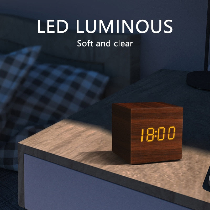 Wooden LED Alarm Clock