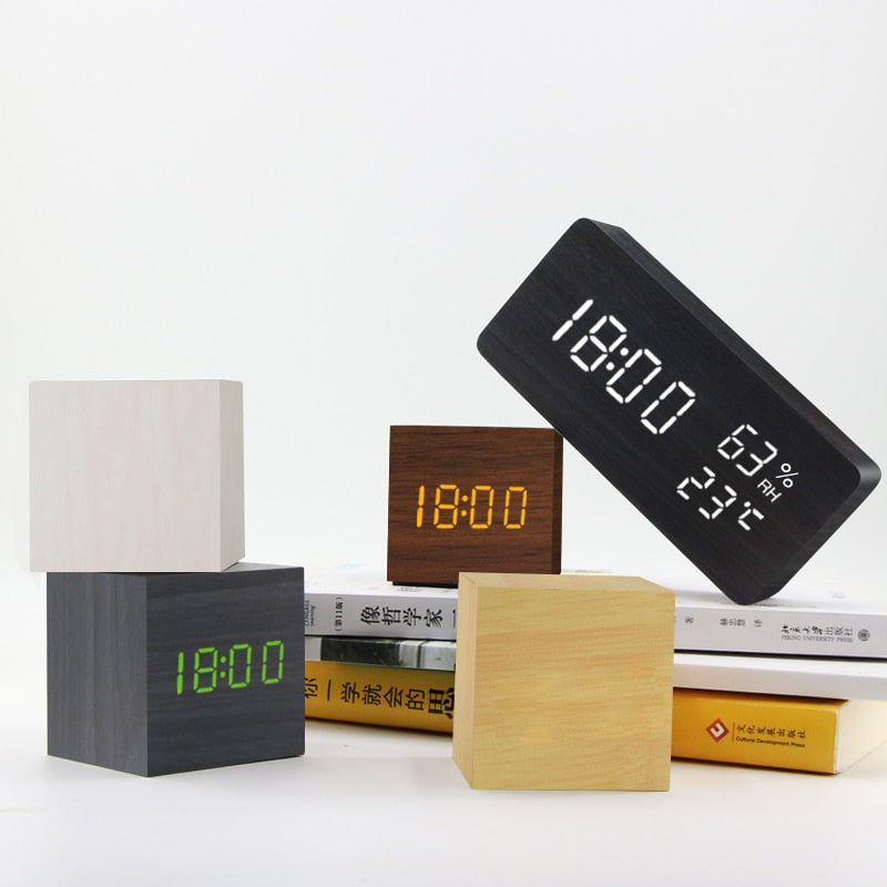 Wooden LED Alarm Clock