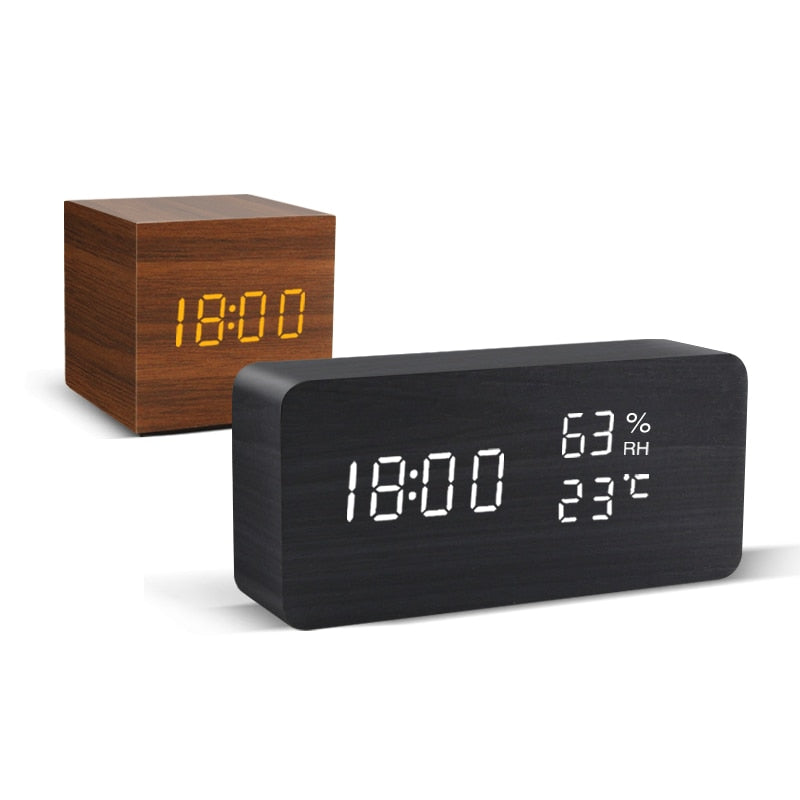 Wooden LED Alarm Clock