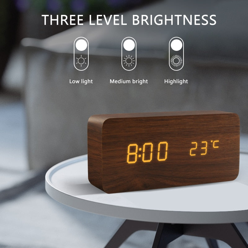 Wooden LED Alarm Clock